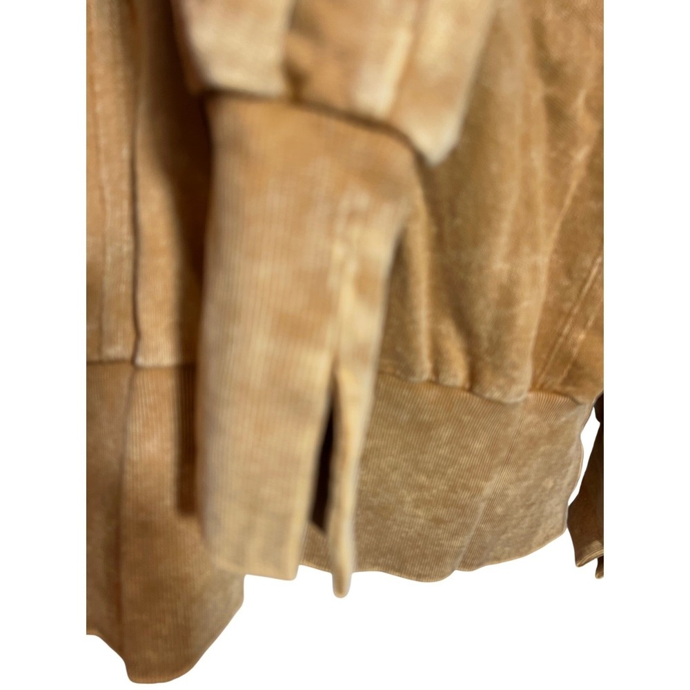 Zenana Acid Wash Zip Up Hoodie Mustard Tan Raw Edge Oversized L/XL TJW-5221A - Picture 3 of 9